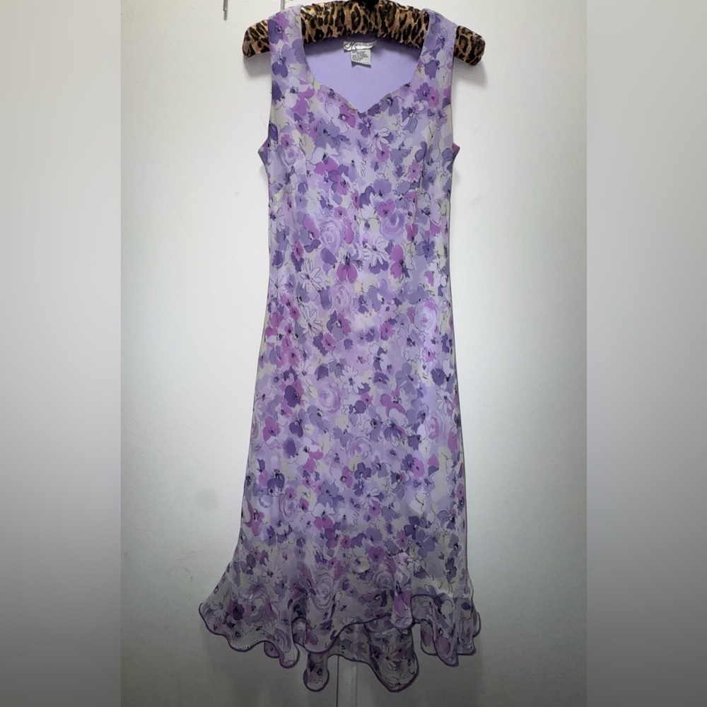 Vintage Dress Barn Y2K floral flutter fairy dress size 4 purple